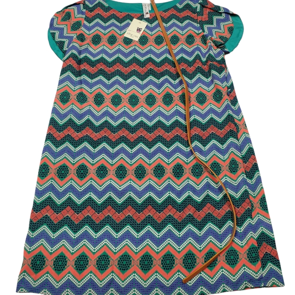 Pink Owl Dress with belt. NWT